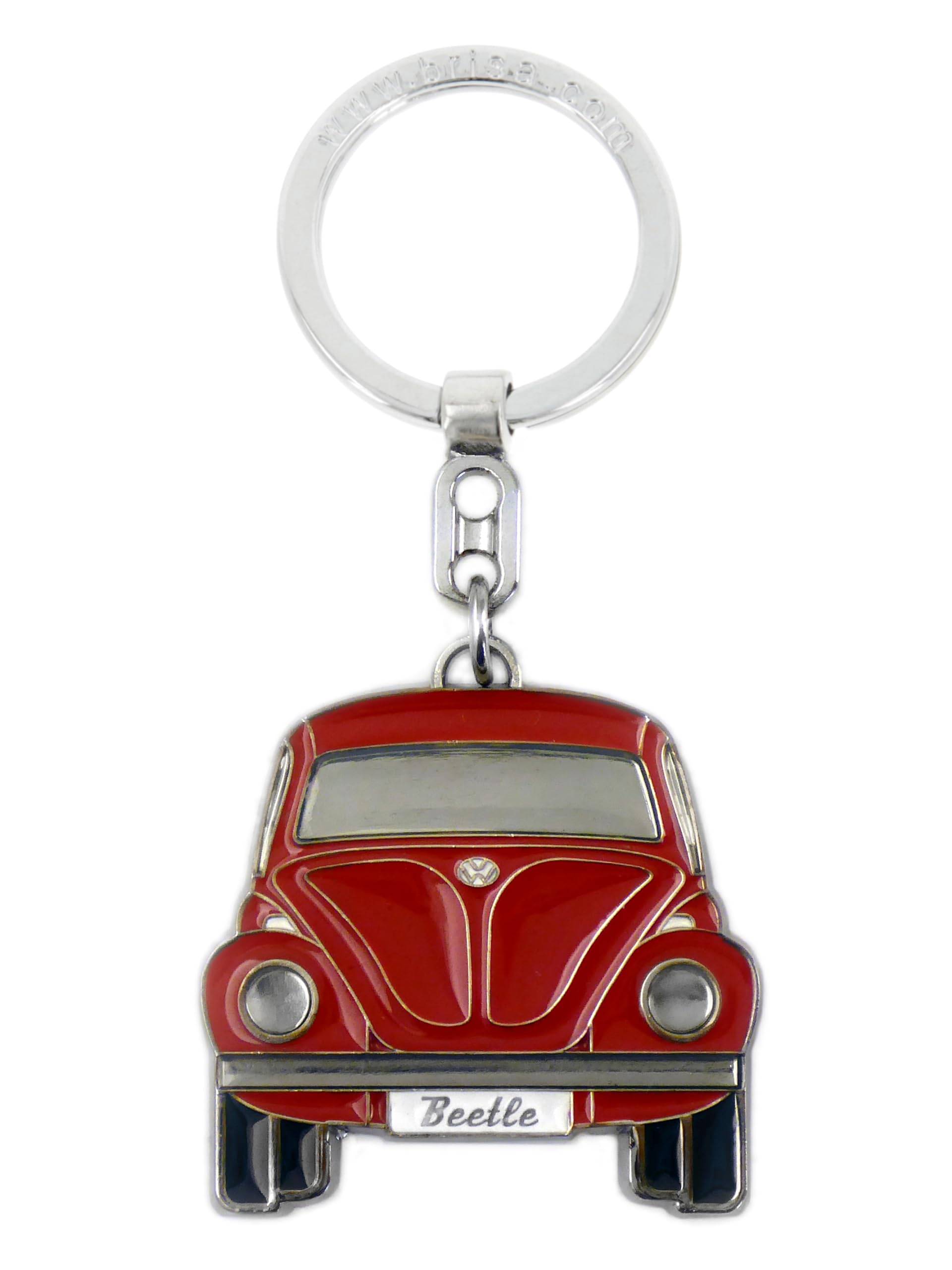 BRISA VW Collection - Volkswagen Emaillierter Metall Schlüssel-Anhänger-Ring Schlüsselbund-Accessoire Keyholder im Käfer/Beetle Design (Front/Rot) von BRISA