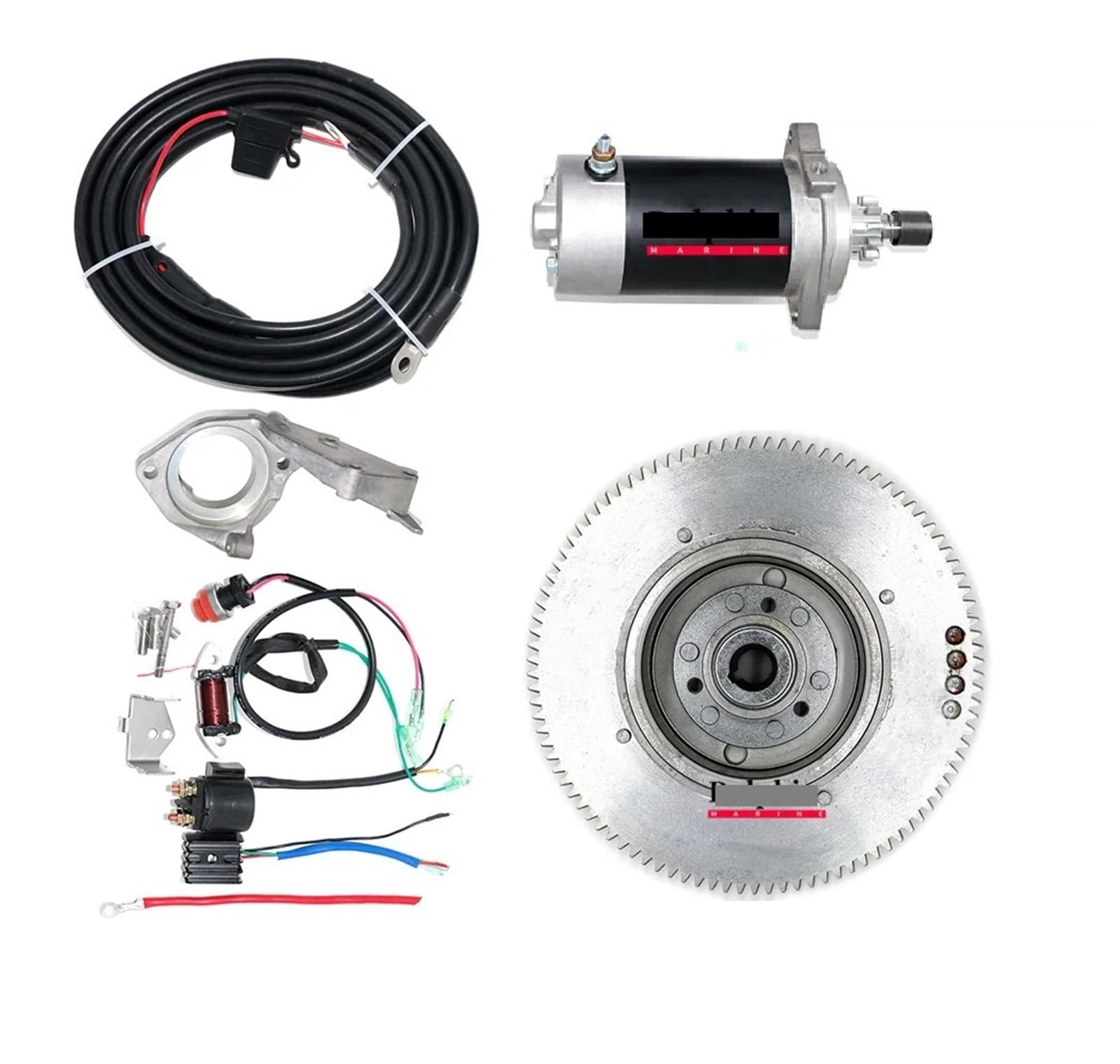 ELEKTROSTART-KIT Kompatibel mit YAMA-HA 30HMHS/L HWL MHL T30 2-Takt 496CC T25 E30 25HP 30HP Außenbordmotor Anlasser Schwungrad Ladespule ELEKTROSTART-KIT Kompatibel mit YAMA-HA 30HMHS/L HWL MHL T30 2-Takt 496CC T25 E30 25HP 30HP Außenbordmotor Anlasser Schwungrad Ladespule von VWAUGDKPS