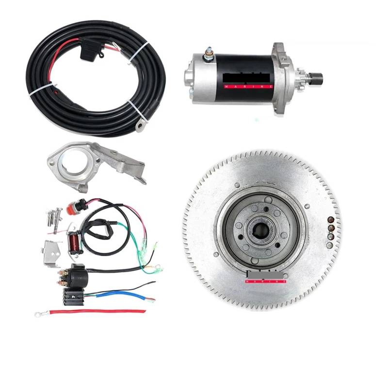 ELEKTROSTART-KIT Kompatibel mit YAMA-HA 30HMHS/L HWL MHL T30 2-Takt 496CC T25 E30 25HP 30HP Außenbordmotor Anlasser Schwungrad Ladespule von VWAUGDKPS