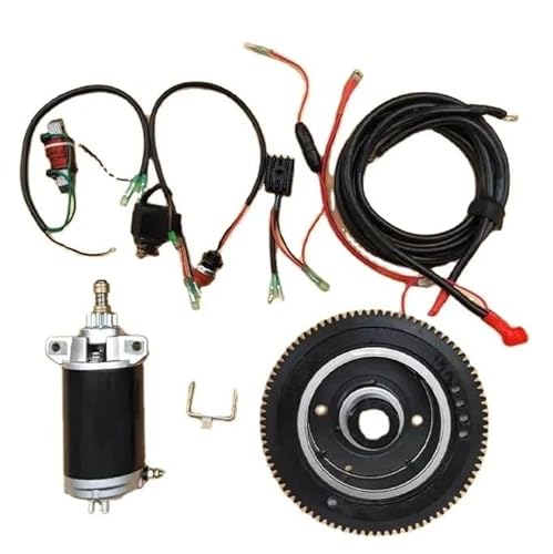 ELEKTROSTARTER-KIT Kompatibel mit YAMA-HA 2-TAKT 40 PS Außenbordmotor mit Schwungrad, Anlasserkabel, Schalter, Ladespule ELEKTROSTARTER-KIT Kompatibel mit YAMA-HA 2-TAKT 40 PS Außenbordmotor mit Schwungrad, Anlasserkabel, Schalter, Ladespule von VWAUGDKPS