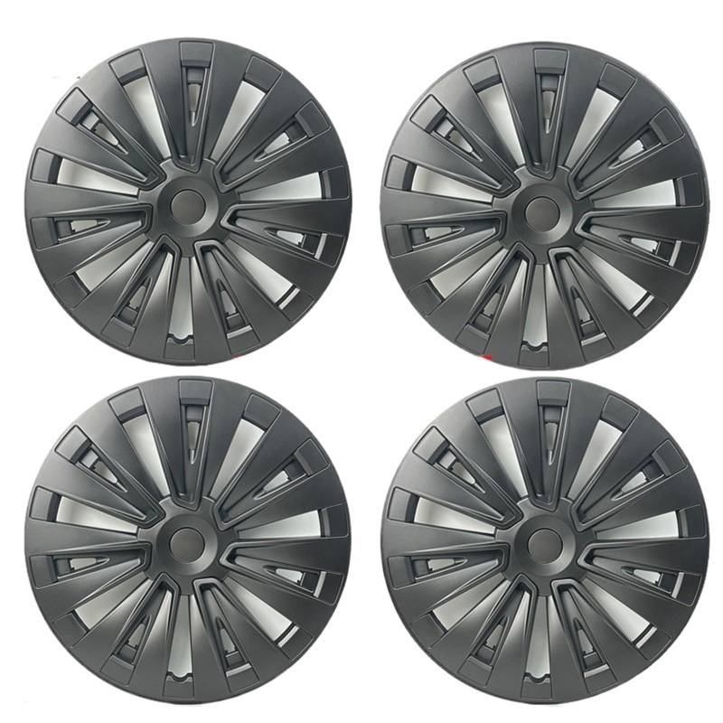 Radkappen 48,3 cm (19 Zoll), kompatibel mit Tesla-Modell Y 2017–2024, kariert, Radkappen, Ersatz-Felgenschutz (Gun Grey) von VWAUGDKPS