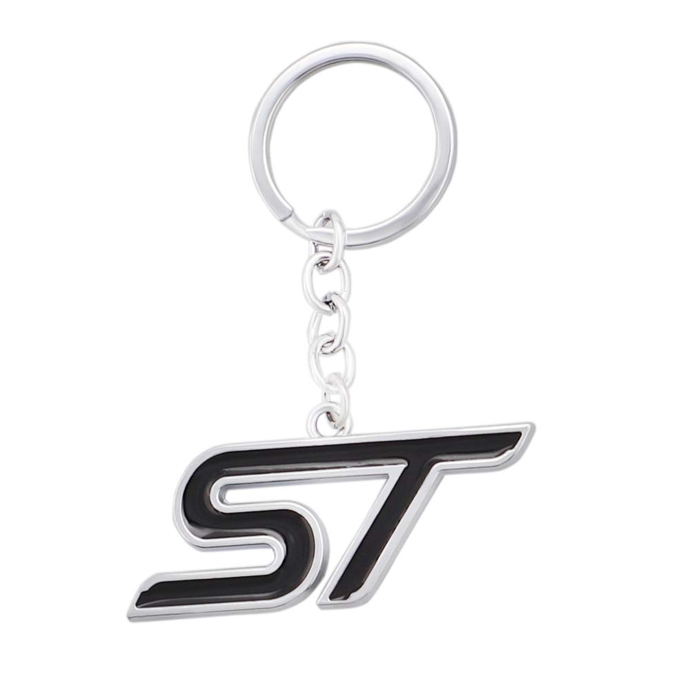 VWG 3D Schlüsselanhänger für Focus Fiesta ST Emblem Metall Schlüsselanhänger Ring für Ford F-150, Schwarz, 2.75" x 1.06" von VWG