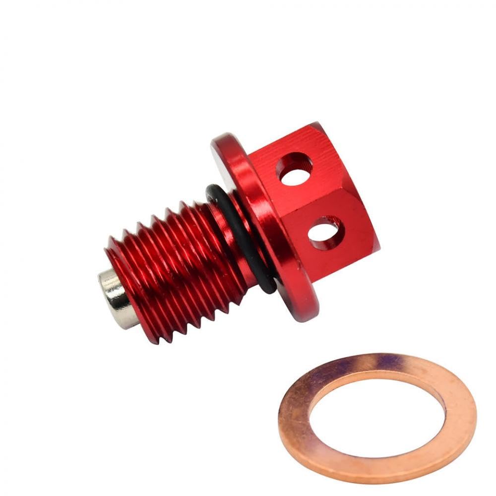 M12X1.5 Magnetische Motoröl -Abflussstecker mit Waschmitteldichtung kompatibel mit Pit -Dirt -Fahrrädern(Red) von VXNNZLOK