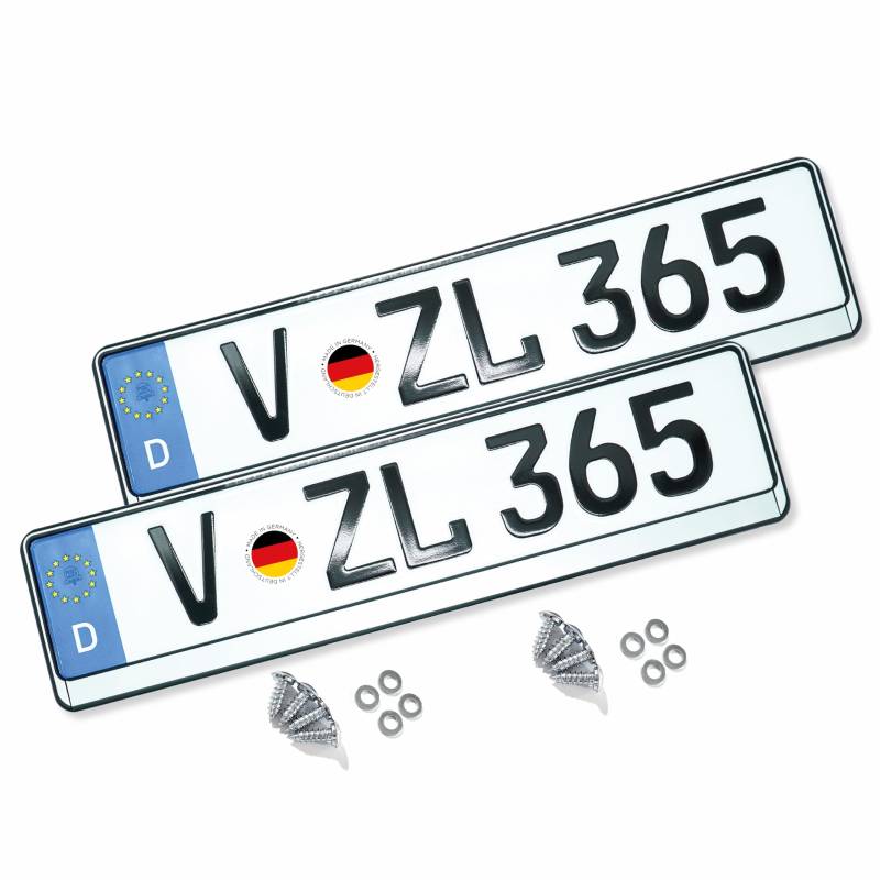 VZL Kennzeichenhalter für Autos | Nummernschildhalterung Auto | 2X Kennzeichenhalterung | Nummernschildhalter | Alternative zu Kennzeichenhalter Rahmenlos (Silber mit Befestigungskit) von VZL