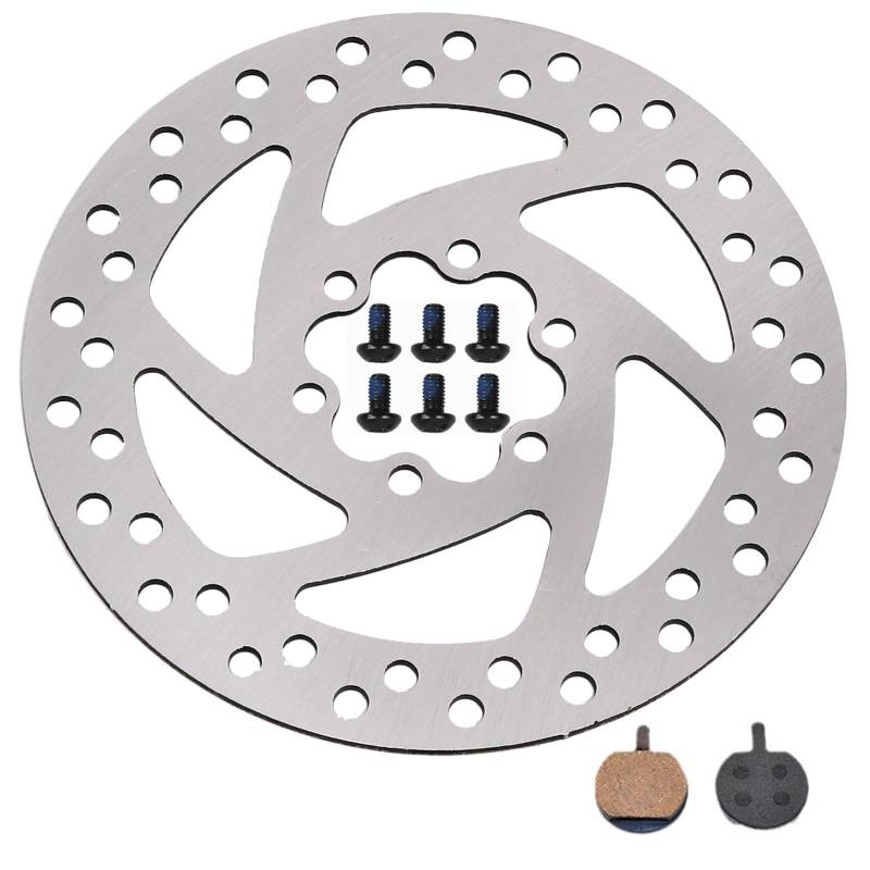 VZU 140mm Bremsscheibe mit 2 Scheibenbremsbeläge 6 Schrauben Kompatibel für Segway Ninebot F20 F25 F30 F40 KUGOO M4 / M4 Pro, Scheibenbremse für Elektroroller, Ersatzscheibe für Bremseinheit von VZU