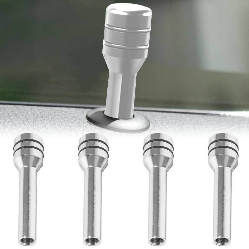 VZU 4 Stück Auto Universal Türverriegelungsstift Knopf, 10 * 49 mm Aluminium Innentürschloss Türverriegelungsstift Knopf, Abdeckung Türschloss Stift, Abdeckung Door Lock Bolt Pin von VZU