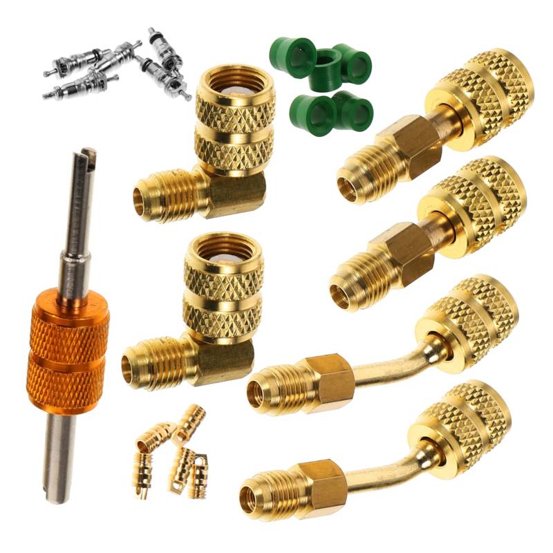 Vaguelly 1 Satz HVAC Vakuumschlauch Gerader Adapter Kältemittelrückhalteventil Split Einheit Ac Schlauchadapter Gerades Kältemittelventil Messing Kältemitteladapter Mini Split von Vaguelly
