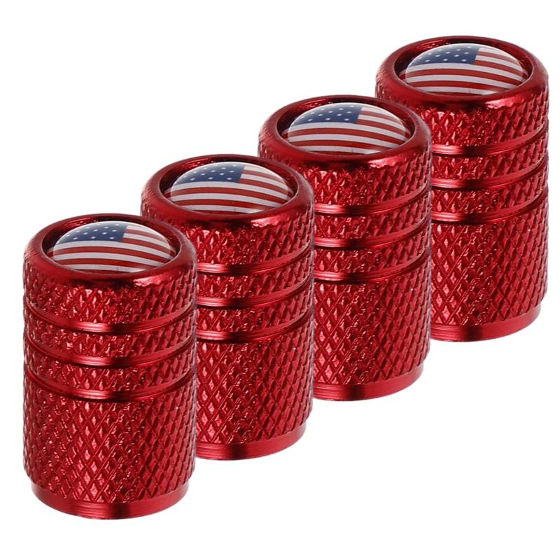 Vaguelly 4 Stück Ventilkernkappe Ventilabdeckung Reifenventilkappe Aus Metall Reifenluftkappe Reifenkappen Mit Amerikanischer Flagge Ersatz-ventilkappe Für Reifen Aluminiumlegierung Rot von Vaguelly
