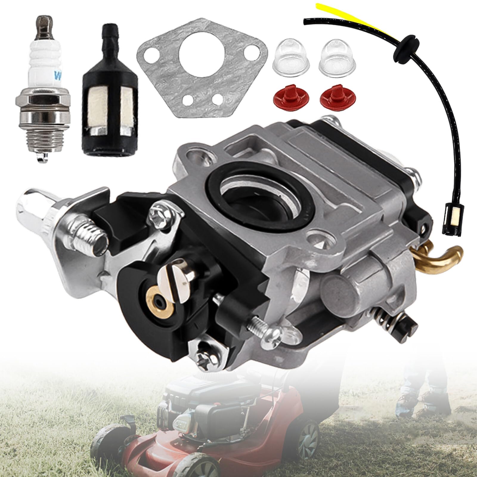 Vergaser für Motorsense 52 cc 49 cc 43 cc, Vergaser Motorsense Set mit Dichtung Pumpe starten, Schlauch, Ventil, Zündkerze und Benzinfilter, Passend für Eine Vielzahl von Rasenmähern, Freischneidern Vergaser für Motorsense 52 cc 49 cc 43 cc, Vergaser Motorsense Set mit Dichtung Pumpe starten, Schlauch, Ventil, Zündkerze und Benzinfilter, Passend für Eine Vielzahl von Rasenmähern, Freischneidern von Vaileal