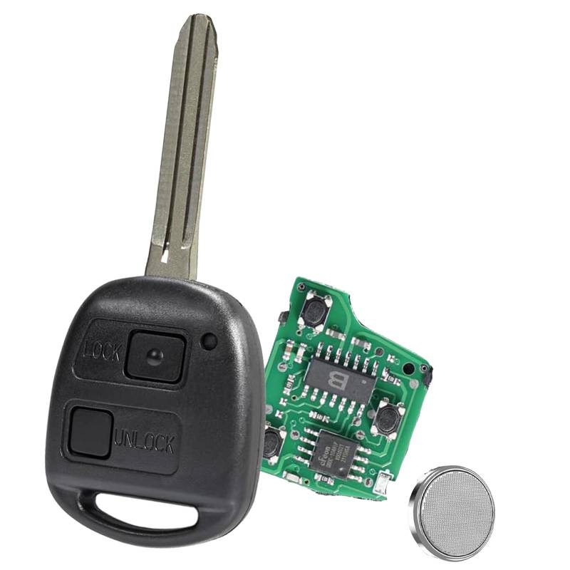 2 Tasten Auto Schlüsselanhänger Gehäuse mit Schlüsselknopf Pad für Toyota Yaris Corolla Prado Tarago Autoschlüssel Gehäuse Ersatz mit Mirco Switches von Vailikey