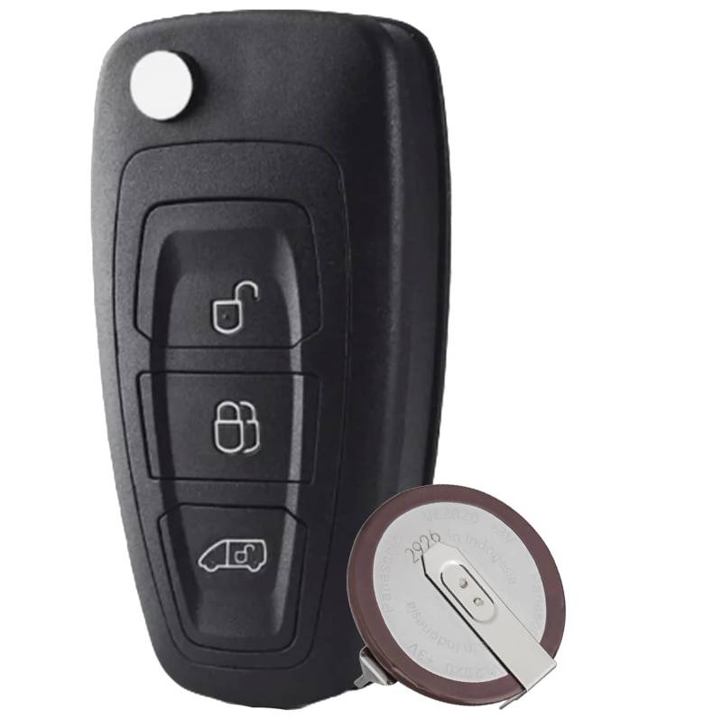 Ford 3 Tasten Flip Key Transit Custom mit Akku VL2020 für MK8 2013-2018 und MK3 Focus - HU101 Blade von Vailikey