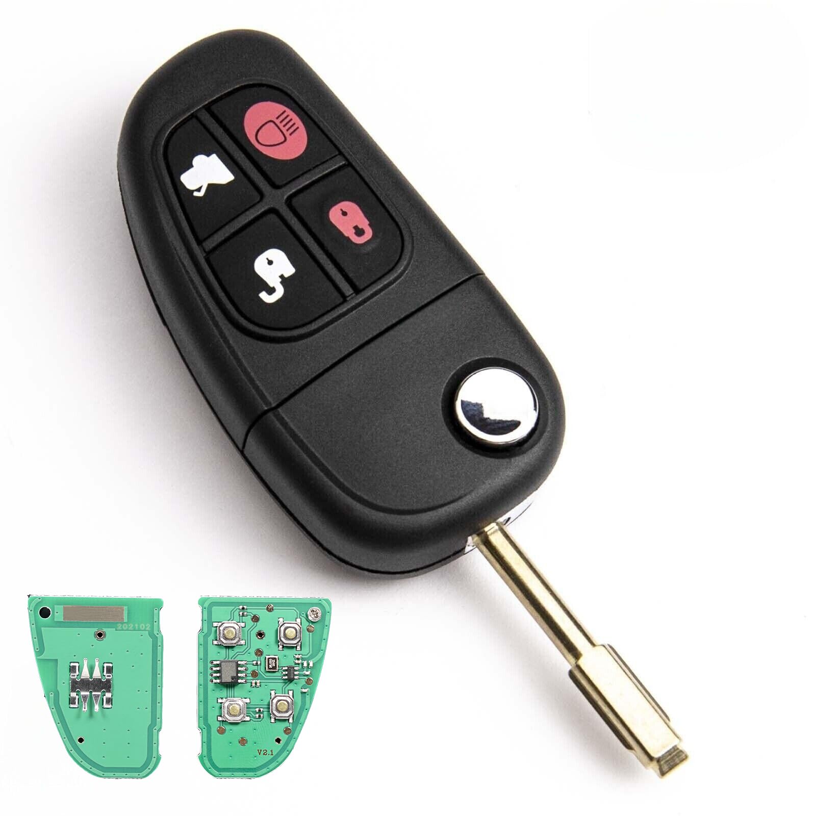 433 MHz 4 Tasten Auto Schlüsselanhänger für Jaguar X-Type S-Type XJ XJR NHVWB1U241 Fernbedienung Schlüsselgehäuse mit ID60 Chip FO21 Blade von Vailikey