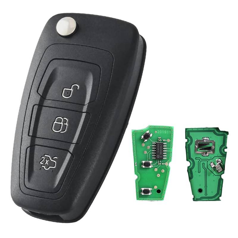 433 MHz 3 Tasten Autoschlüssel für Ford Fiesta Schlüssel 4D83/63 Chip Ford Transit Connect Custom MK8 Mondeo Focus S-max C-max Galaxy Kuga Key 5WK49986 Fernbedienung von Vailikey