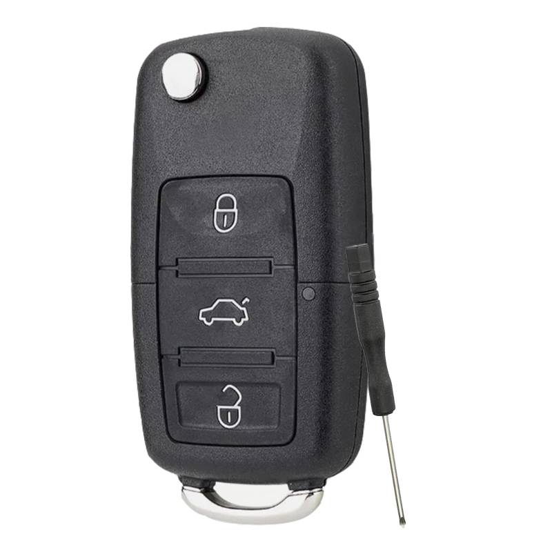Schlüsselgehäuse mit Klinge für Volkswagen Jetta Golf Skoda Transporter Seat Octavia Polo B5 Leon Tiguan Touran Sharan MK6 Scirocco Jetta Passat Bettle VW Schlüsselgehäuse mit Klinge (3 Tasten von Vailikey