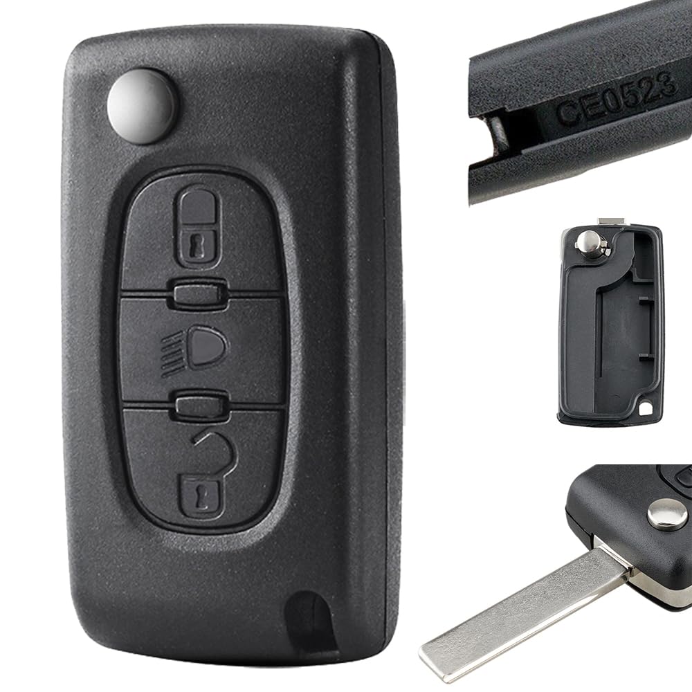 Vailikey 1PC 3-Tasten-Schlüsselanhänger-Hülle, passend für Peugeot 207 307 308 407 Citroen C2 C3 C4 C5 C6 C8 Flip-Auto-Fernbedienungsabdeckung mit HU83 Blade CE0523 Vailikey 1PC 3-Tasten-Schlüsselanhänger-Hülle, passend für Peugeot 207 307 308 407 Citroen C2 C3 C4 C5 C6 C8 Flip-Auto-Fernbedienungsabdeckung mit HU83 Blade CE0523 von Vailikey