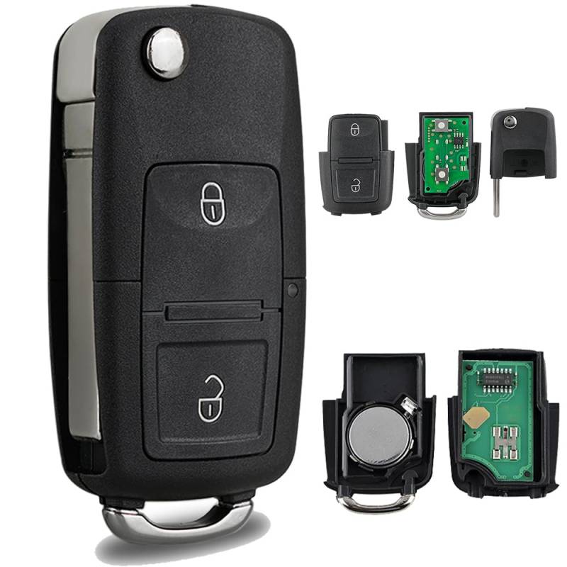 433 MHz 2 Tasten VW Transporter T5 Schlüsselanhänger für Skoda Fabia Schlüssel für MK4 Golf Fernbedienung für Volkswagen Polo Schlüssel für Seat Leon Lbiza Schlüsselanhänger ID48Chip 1J0959753AG von Vailikey