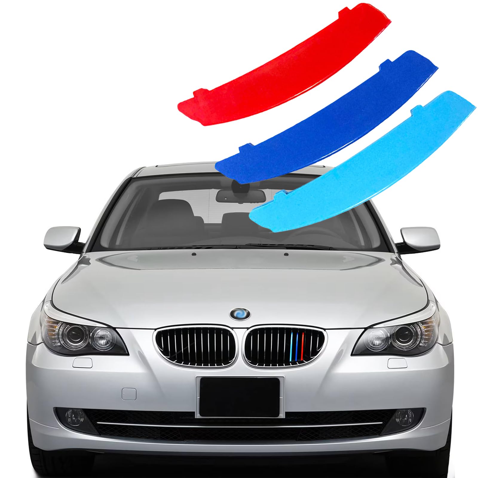 Kfz-Grilleinsätze für BMW 5er-Serie Limousine E60 520i 525i 528i 530i 540i 550i 2004–2010 (nur passend für 11-strahlig), nicht für 10- oder 12-strahlig, Frontgrill-Zubehör von VaisbyTown