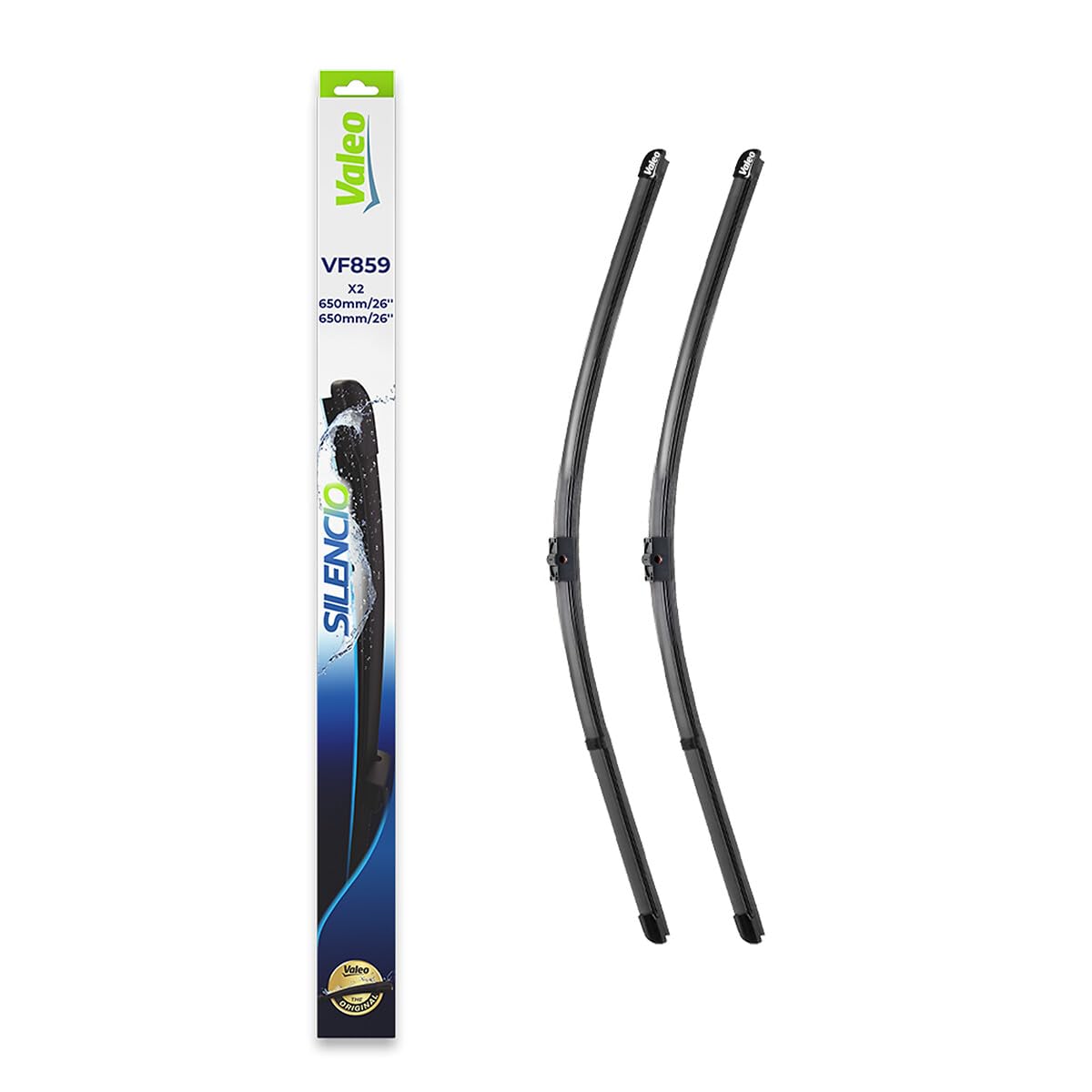 VALEO Silencio Wischer - VF859 - Leistungsstarke, hervorragende Sicht auf der Straße, einfache Montage - originale Flachblätter 650mm/650mm - Vorne - Set mit 2 Wischerblättern - 577859 VALEO Silencio Wischer - VF859 - Leistungsstarke, hervorragende Sicht auf der Straße, einfache Montage - originale Flachblätter 650mm/650mm - Vorne - Set mit 2 Wischerblättern - 577859 von VALEO