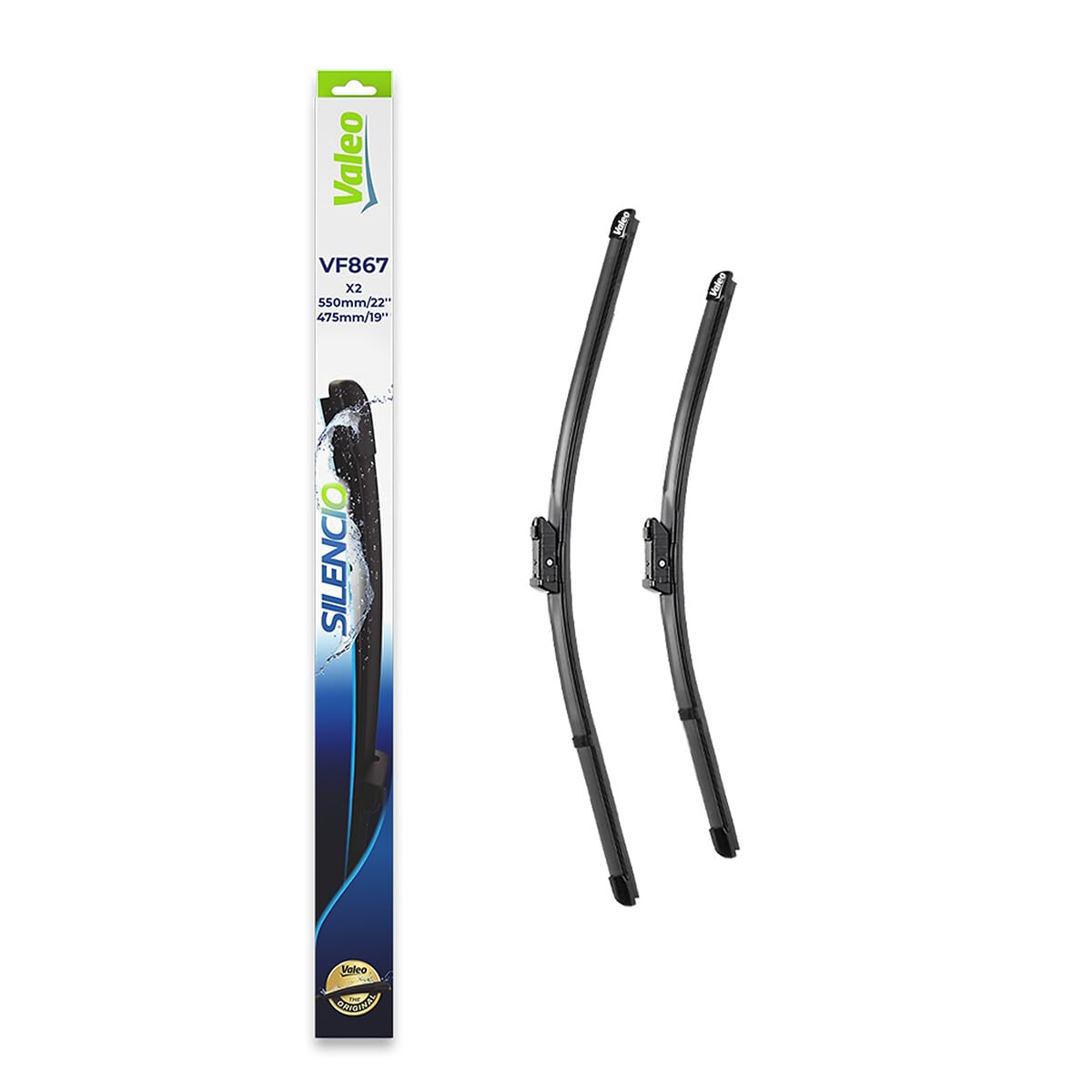 VALEO Silencio Wischer - VF867 - Leistungsstarke, hervorragende Sicht auf der Straße, einfache Montage - originale Flachblätter 550mm/475mm - Vorne - Set mit 2 Wischerblättern - 577867 VALEO Silencio Wischer - VF867 - Leistungsstarke, hervorragende Sicht auf der Straße, einfache Montage - originale Flachblätter 550mm/475mm - Vorne - Set mit 2 Wischerblättern - 577867 von Valeo SILENCIO