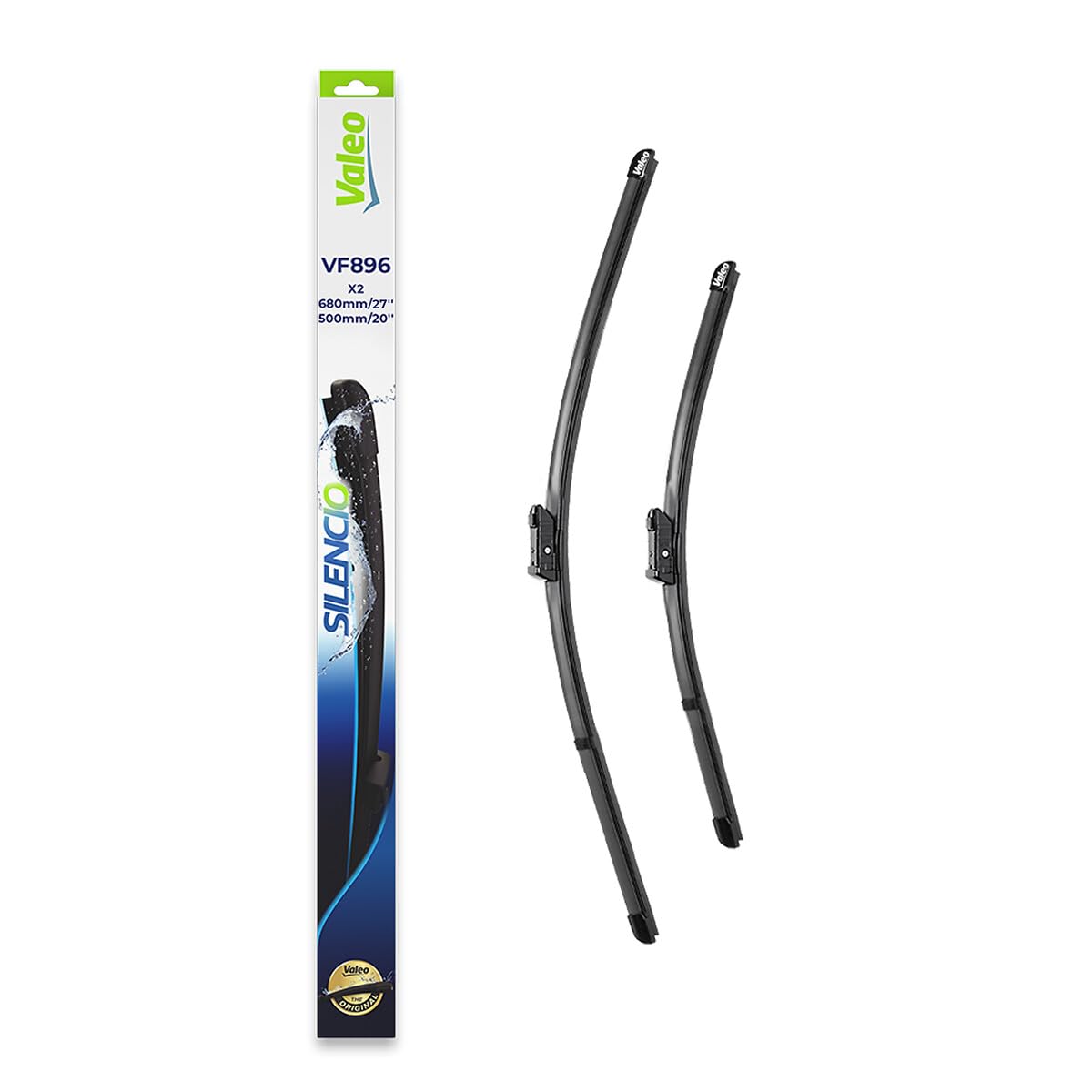 VALEO Silencio Wischer - VF896 - Leistungsstarke, hervorragende Sicht auf der Straße, einfache Montage - originale Flachblätter 680mm/500mm - Vorne - Set mit 2 Wischerblättern - 577896 VALEO Silencio Wischer - VF896 - Leistungsstarke, hervorragende Sicht auf der Straße, einfache Montage - originale Flachblätter 680mm/500mm - Vorne - Set mit 2 Wischerblättern - 577896 von Valeo SILENCIO