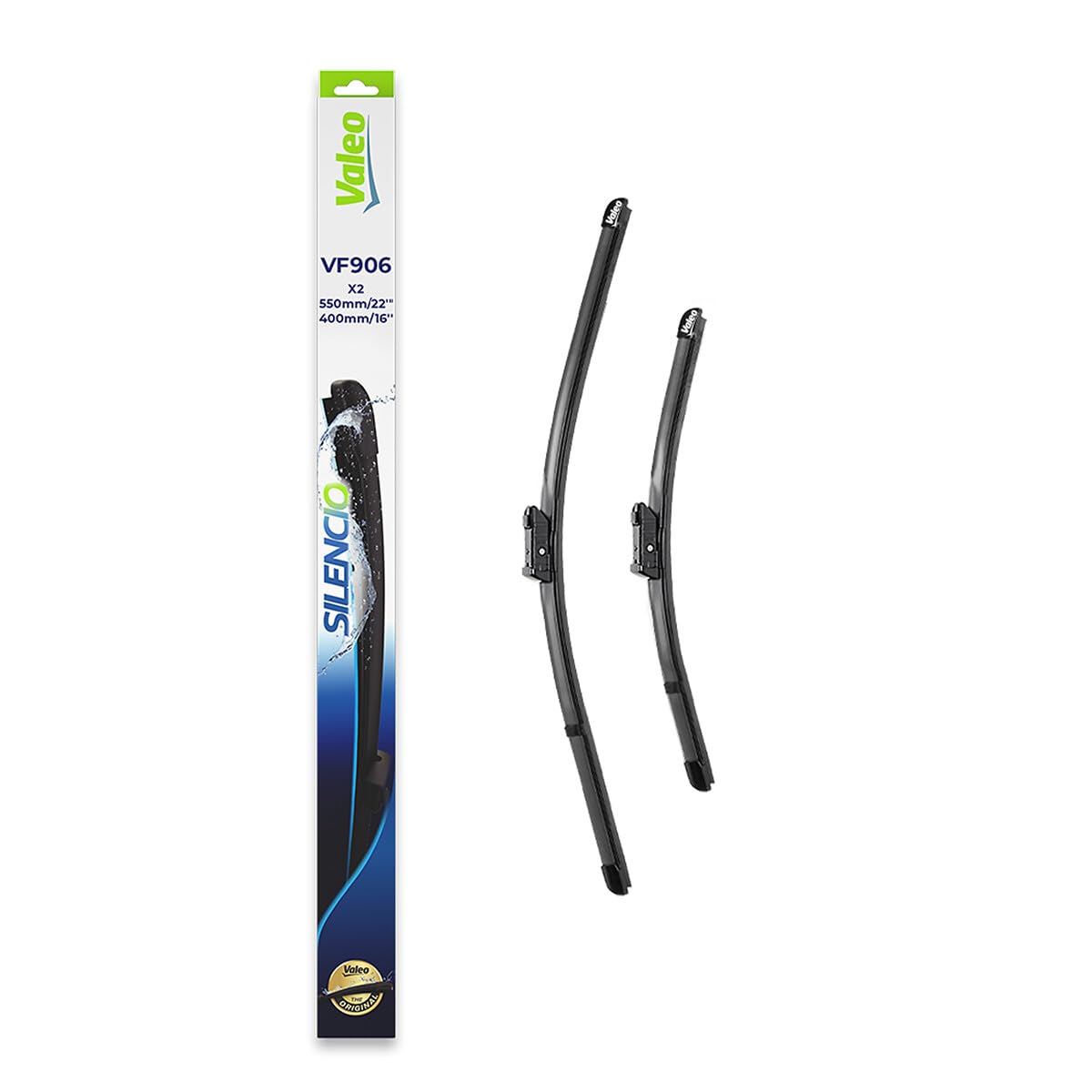 VALEO Silencio Wischer - VF906 - Leistungsstarke, hervorragende Sicht auf der Straße, einfache Montage - originale Flachblätter 550mm/400mm - Vorne - Set mit 2 Wischerblättern - 577906 VALEO Silencio Wischer - VF906 - Leistungsstarke, hervorragende Sicht auf der Straße, einfache Montage - originale Flachblätter 550mm/400mm - Vorne - Set mit 2 Wischerblättern - 577906 von Valeo SILENCIO