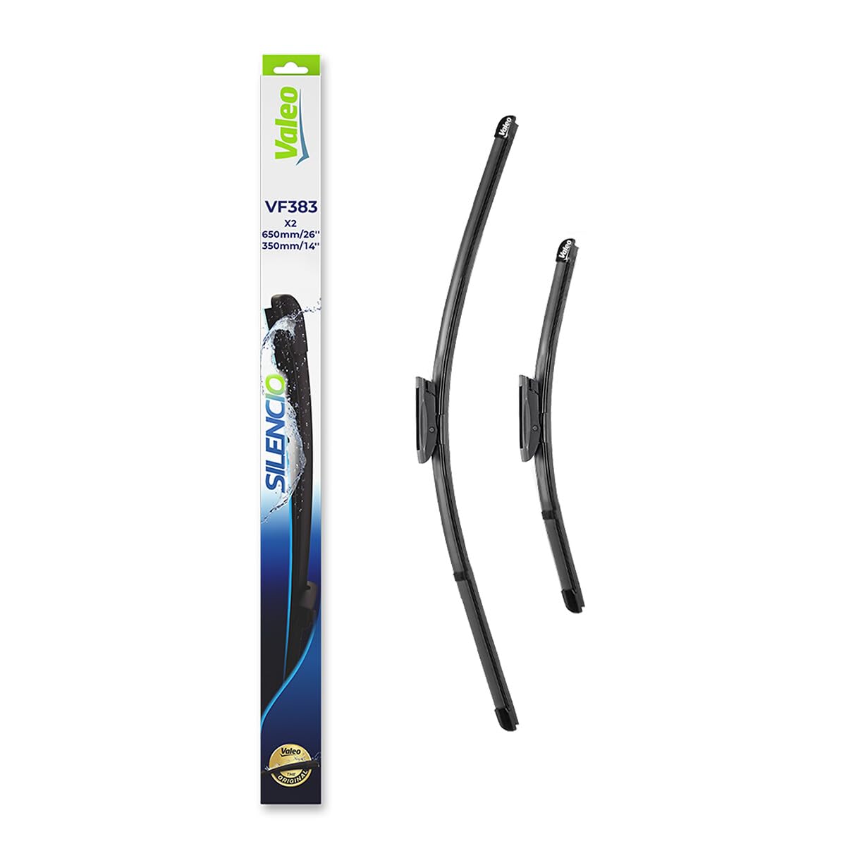 VALEO Silencio Wischer - VF383 - Leistungsstarke, hervorragende Sicht auf der Straße, einfache Montage - originale Flachblätter 650mm/350mm - Vorne - Set mit 2 Wischerblättern - 574703 VALEO Silencio Wischer - VF383 - Leistungsstarke, hervorragende Sicht auf der Straße, einfache Montage - originale Flachblätter 650mm/350mm - Vorne - Set mit 2 Wischerblättern - 574703 von Valeo SILENCIO