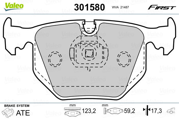 Bremsbelagsatz, Scheibenbremse Hinterachse Valeo 301580 von Valeo