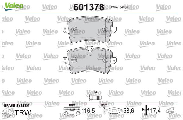 Bremsbelagsatz, Scheibenbremse Hinterachse Valeo 601378 Bremsbelagsatz, Scheibenbremse Hinterachse Valeo 601378 von Valeo