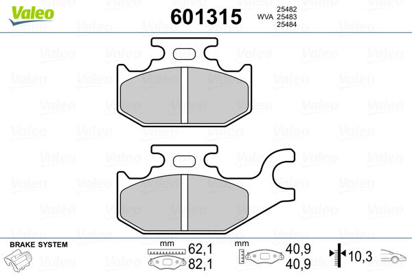 Bremsbelagsatz, Scheibenbremse Vorderachse Valeo 601315 von Valeo