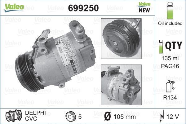 Kompressor, Klimaanlage Valeo 699250 Kompressor, Klimaanlage Valeo 699250 von Valeo