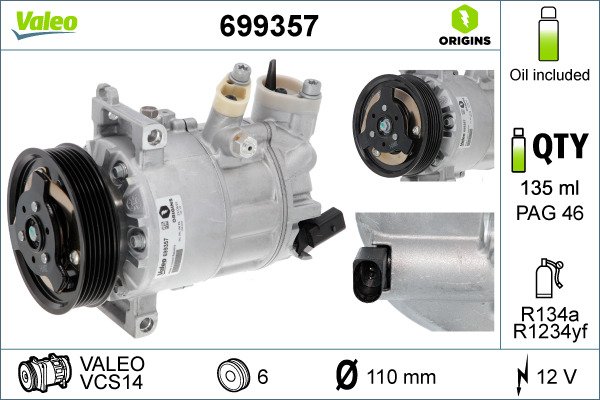Kompressor, Klimaanlage Valeo 699357 von Valeo