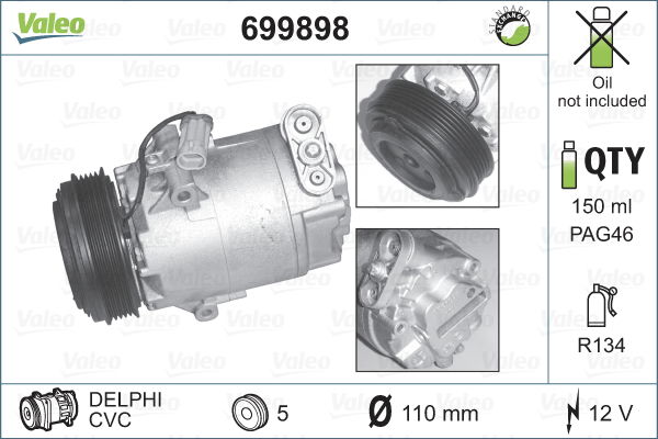 Kompressor, Klimaanlage Valeo 699898 Kompressor, Klimaanlage Valeo 699898 von Valeo