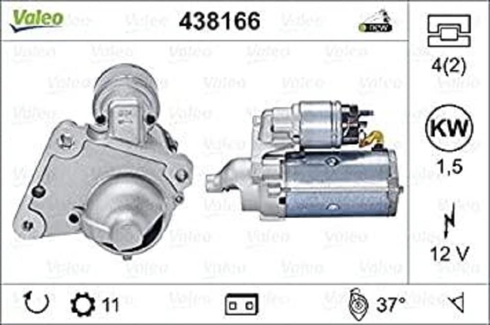VALEO 438166 Starter Nennleistung: 1,5 kW Stop & Start: NO Zähnezahl: 11 zähne Spannung: 12 V Drehrichtung: CLOCKWISE VALEO 438166 Starter Nennleistung: 1,5 kW Stop & Start: NO Zähnezahl: 11 zähne Spannung: 12 V Drehrichtung: CLOCKWISE von Valeo