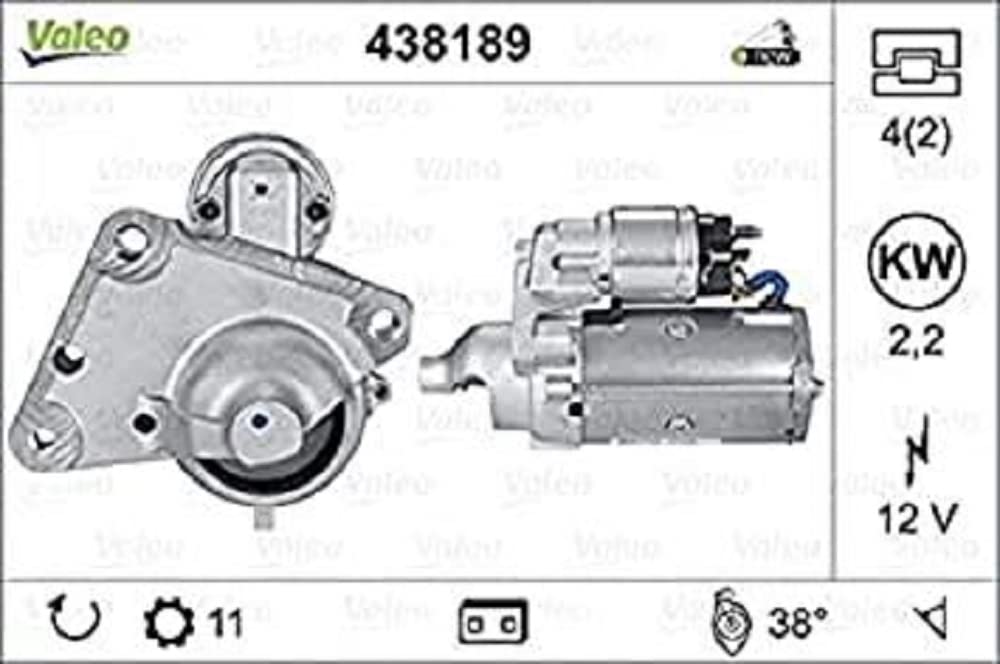 VALEO 438189 Starter Nennleistung: 2,2 kW Stop & Start: NO Zähnezahl: 11 zähne Spannung: 12 V Drehrichtung: CLOCKWISE VALEO 438189 Starter Nennleistung: 2,2 kW Stop & Start: NO Zähnezahl: 11 zähne Spannung: 12 V Drehrichtung: CLOCKWISE von Valeo