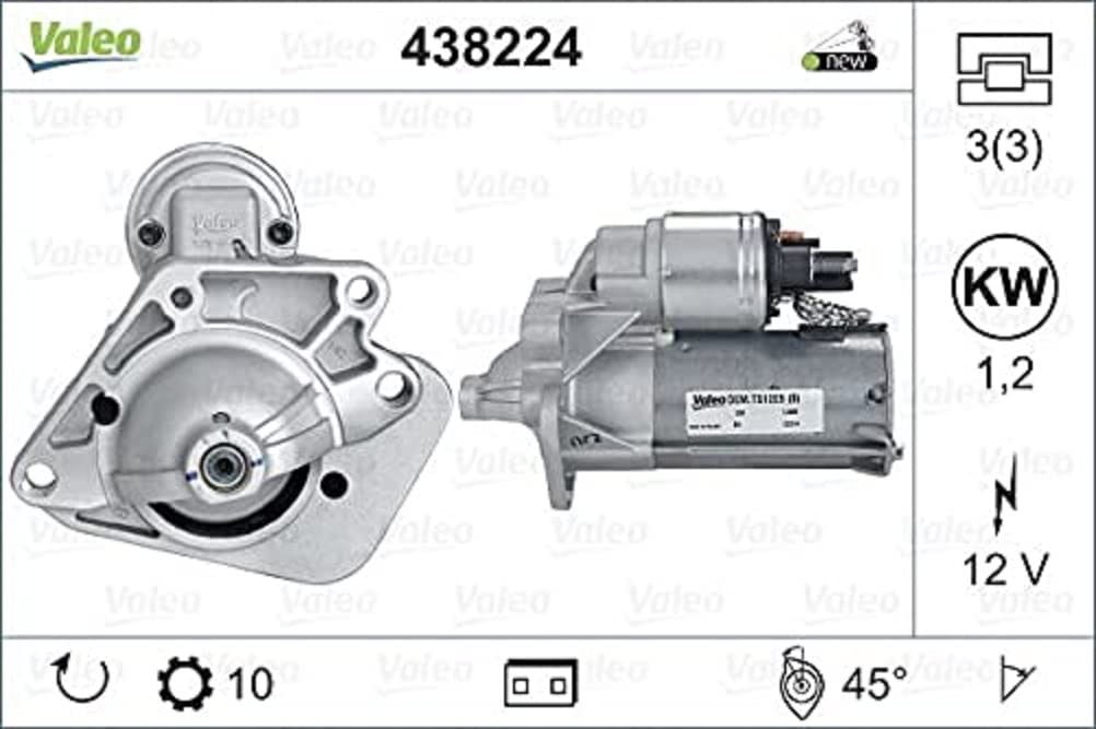 VALEO 438224 Starter Nennleistung: 1,2 kW Stop & Start: NO Zähnezahl: 10 zähne Spannung: 12 V Drehrichtung: CLOCKWISE VALEO 438224 Starter Nennleistung: 1,2 kW Stop & Start: NO Zähnezahl: 10 zähne Spannung: 12 V Drehrichtung: CLOCKWISE von Valeo