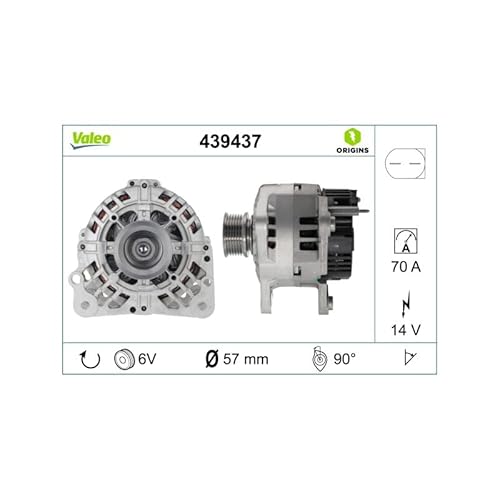 VALEO 439437 Generator Ladestrom des Generators: 70 Amp Rippen: 6 rippen Riemenscheibe Ø: 59,2 mm Spannung: 14 V Drehrichtung: CLOCKWISE VALEO 439437 Generator Ladestrom des Generators: 70 Amp Rippen: 6 rippen Riemenscheibe Ø: 59,2 mm Spannung: 14 V Drehrichtung: CLOCKWISE von Valeo