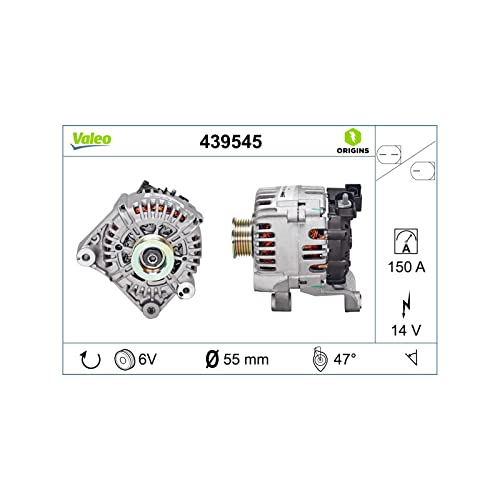VALEO 439545 Generator Ladestrom des Generators: 150 Amp Rippen: 6 rippen Riemenscheibe Ø: 54,8 mm Spannung: 14 V Drehrichtung: CLOCKWISE VALEO 439545 Generator Ladestrom des Generators: 150 Amp Rippen: 6 rippen Riemenscheibe Ø: 54,8 mm Spannung: 14 V Drehrichtung: CLOCKWISE von VALEO