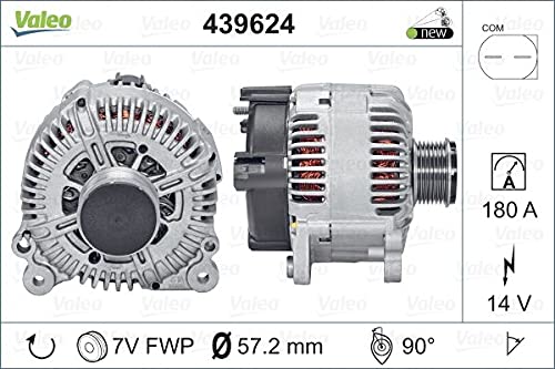 VALEO 439624 Generator Ladestrom des Generators: 180 Amp Rippen: 7 rippen Riemenscheibe Ø: 57,2 mm Spannung: 14 V Drehrichtung: CLOCKWISE von Valeo