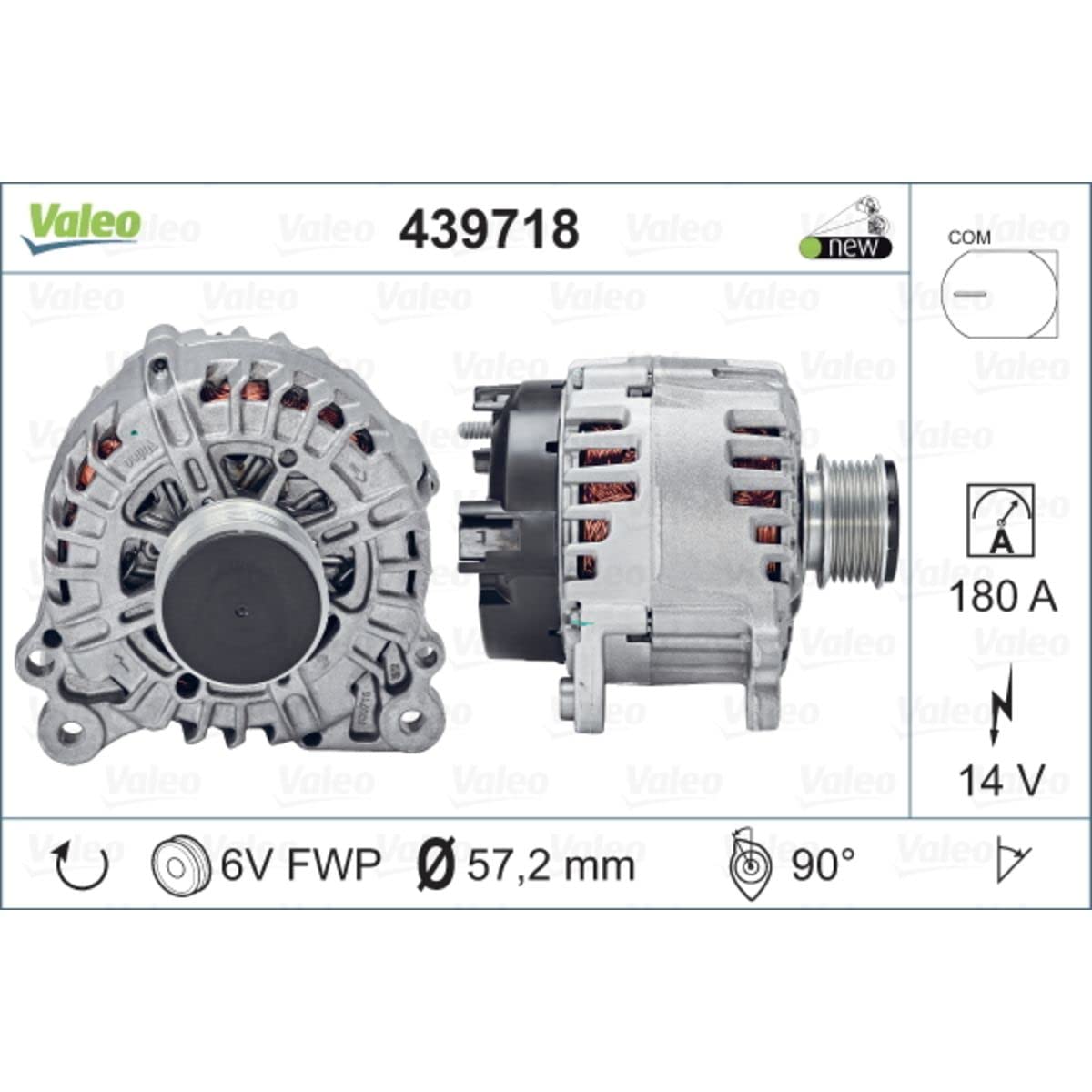 VALEO 439718 Generator Ladestrom des Generators: 180 Amp Rippen: 6 rippen Riemenscheibe Ø: 57,2 mm Spannung: 14 V Drehrichtung: CLOCKWISE VALEO 439718 Generator Ladestrom des Generators: 180 Amp Rippen: 6 rippen Riemenscheibe Ø: 57,2 mm Spannung: 14 V Drehrichtung: CLOCKWISE von Valeo