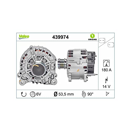 VALEO 439974 Generator Ladestrom des Generators: 180 Amp Rippen: 6 rippen Riemenscheibe Ø: 53,5 mm Spannung: 14 V Drehrichtung: CLOCKWISE VALEO 439974 Generator Ladestrom des Generators: 180 Amp Rippen: 6 rippen Riemenscheibe Ø: 53,5 mm Spannung: 14 V Drehrichtung: CLOCKWISE von Valeo