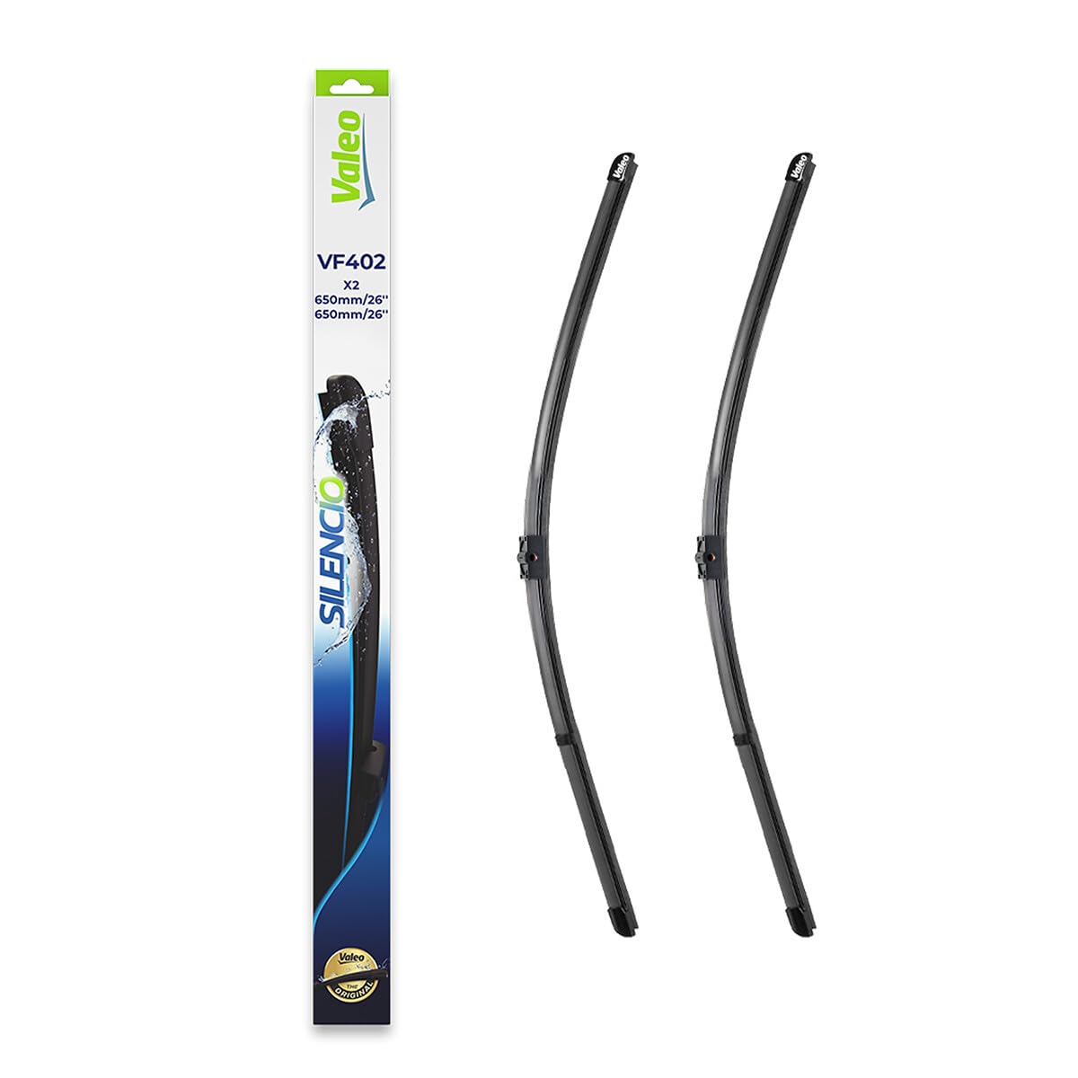 VALEO Silencio Wischer - VF402 - Leistungsstarke, hervorragende Sicht auf der Straße, einfache Montage - originale Flachblätter 650mm/650mm - Vorne - Set mit 2 Wischerblättern - 574311 VALEO Silencio Wischer - VF402 - Leistungsstarke, hervorragende Sicht auf der Straße, einfache Montage - originale Flachblätter 650mm/650mm - Vorne - Set mit 2 Wischerblättern - 574311 von VALEO