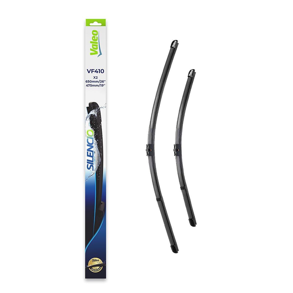VALEO Silencio Wischer - VF410 - Leistungsstarke, hervorragende Sicht auf der Straße, einfache Montage - originale Flachblätter 650mm/475mm - Vorne - Set mit 2 Wischerblättern - 574323 VALEO Silencio Wischer - VF410 - Leistungsstarke, hervorragende Sicht auf der Straße, einfache Montage - originale Flachblätter 650mm/475mm - Vorne - Set mit 2 Wischerblättern - 574323 von VALEO