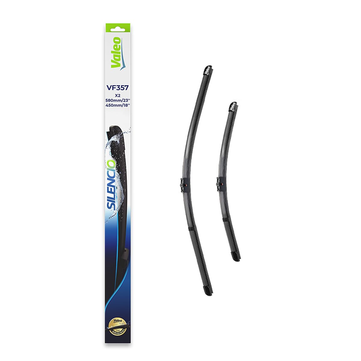 VALEO Silencio Wischer - VF357 - Leistungsstarke, hervorragende Sicht auf der Straße, einfache Montage - originale Flachblätter 580mm/450mm - Vorne - Set mit 2 Wischerblättern - 574371 VALEO Silencio Wischer - VF357 - Leistungsstarke, hervorragende Sicht auf der Straße, einfache Montage - originale Flachblätter 580mm/450mm - Vorne - Set mit 2 Wischerblättern - 574371 von VALEO