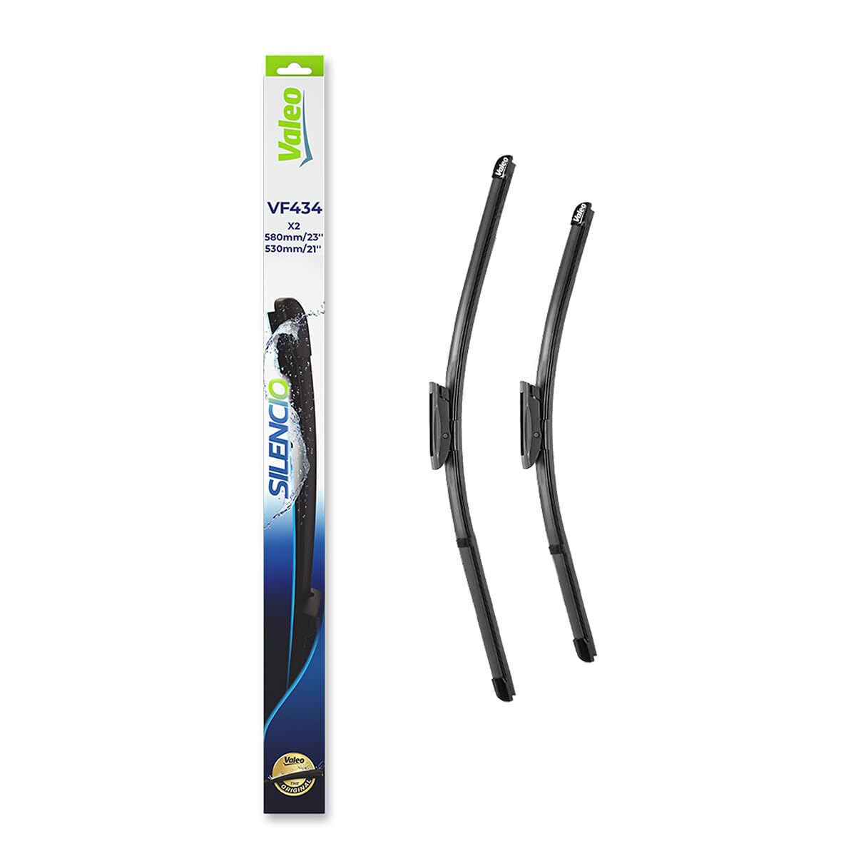 VALEO Silencio Wischer - VF434 - Leistungsstarke, hervorragende Sicht auf der Straße, einfache Montage - originale Flachblätter 580mm/530mm - Vorne - Set mit 2 Wischerblättern - 574634 VALEO Silencio Wischer - VF434 - Leistungsstarke, hervorragende Sicht auf der Straße, einfache Montage - originale Flachblätter 580mm/530mm - Vorne - Set mit 2 Wischerblättern - 574634 von VALEO