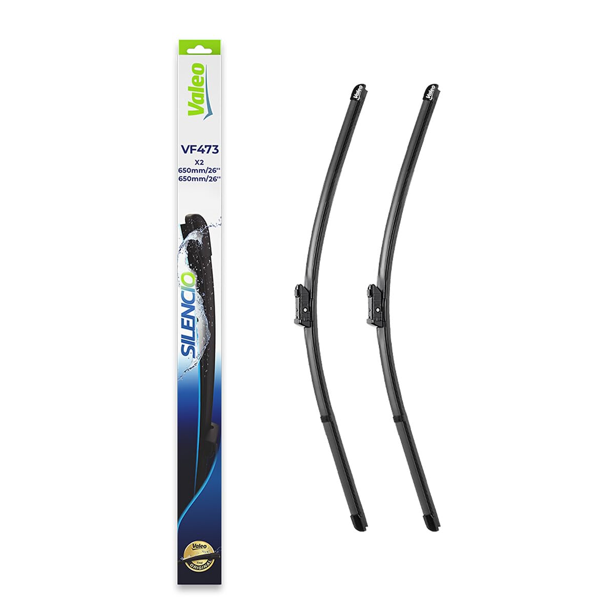 VALEO Silencio Wischer - VF473 - Leistungsstarke, hervorragende Sicht auf der Straße, einfache Montage - originale Flachblätter 650mm/650mm - Vorne - Set mit 2 Wischerblättern - 574673 VALEO Silencio Wischer - VF473 - Leistungsstarke, hervorragende Sicht auf der Straße, einfache Montage - originale Flachblätter 650mm/650mm - Vorne - Set mit 2 Wischerblättern - 574673 von Valeo
