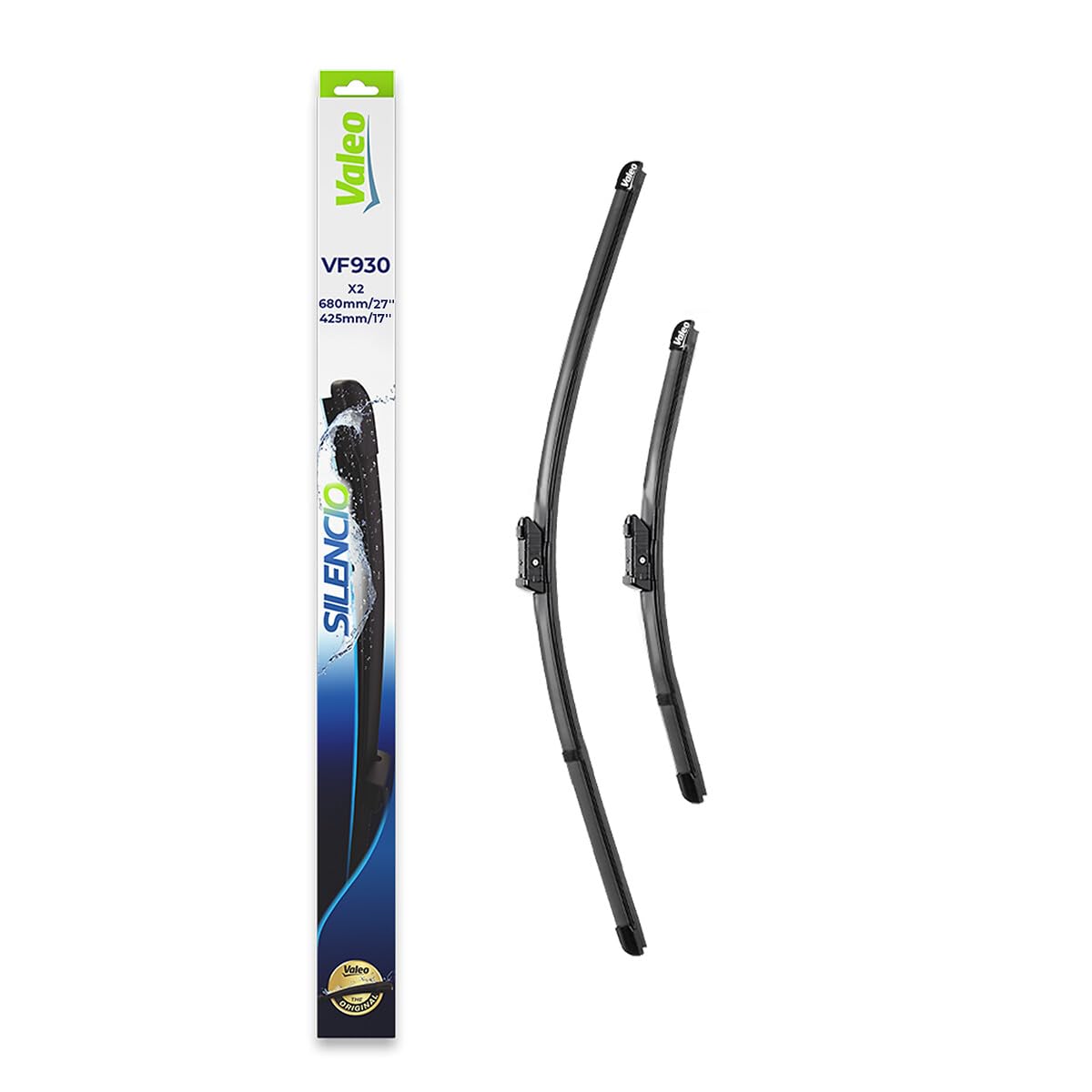 VALEO Silencio Wischer - VF930 - Leistungsstarke, hervorragende Sicht auf der Straße, einfache Montage - originale Flachblätter 680mm/425mm - Vorne - Set mit 2 Wischerblättern - 577930 VALEO Silencio Wischer - VF930 - Leistungsstarke, hervorragende Sicht auf der Straße, einfache Montage - originale Flachblätter 680mm/425mm - Vorne - Set mit 2 Wischerblättern - 577930 von Valeo
