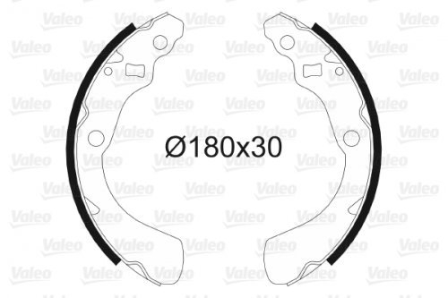 VALEO BRAKE SYSTEMS Bremsbacken-Set 564087, Einbaulage: Hinterachse, verkauft von 4, Trommeldurchmesser: 180 von Valeo