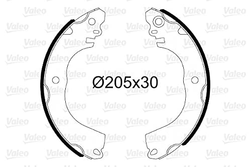 VALEO BRAKE SYSTEMS Bremsbacken-Set 564202, Einbaulage: Hinterachse, verkauft von 4, Trommeldurchmesser: 205 von VALEO