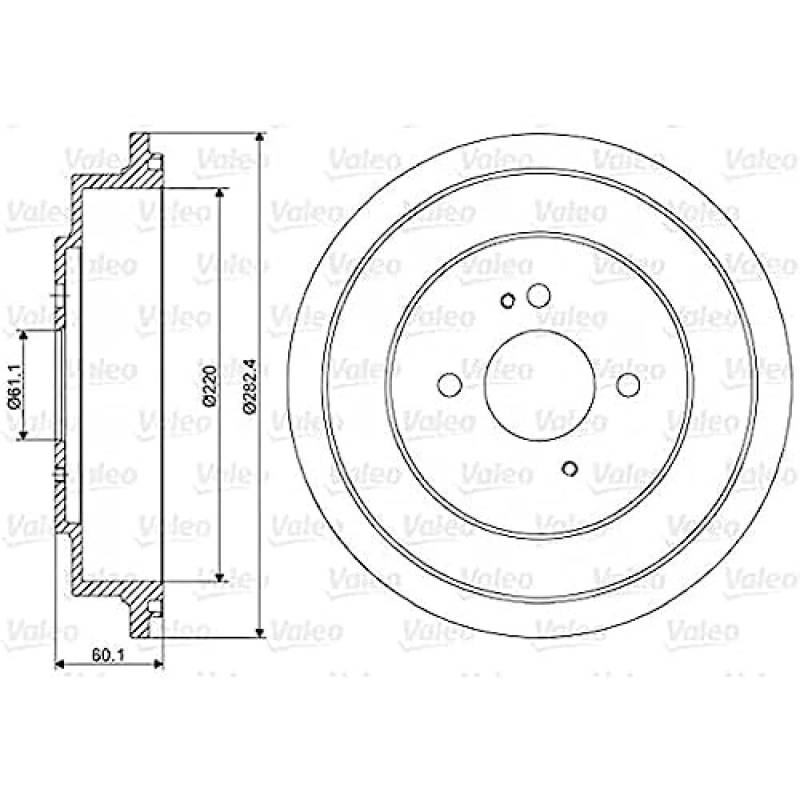 VALEO BRAKE SYSTEMS Bremstrommel 237017, Einbaulage: Hinterachse, Trommelaußendurchmesser [mm]: 282,4, Anzahl der Befestigungsbohrungen: 4 von VALEO