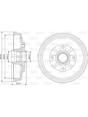 VALEO BRAKE SYSTEMS Bremstrommel 237020, Einbaulage: Hinterachse, Trommelaußendurchmesser [mm]: 230, Anzahl der Befestigungsbohrungen: 4 von VALEO